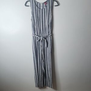 NWT Vince Camuto Sleeveless cropped jumpsuit Striped Linen size M w/pockets